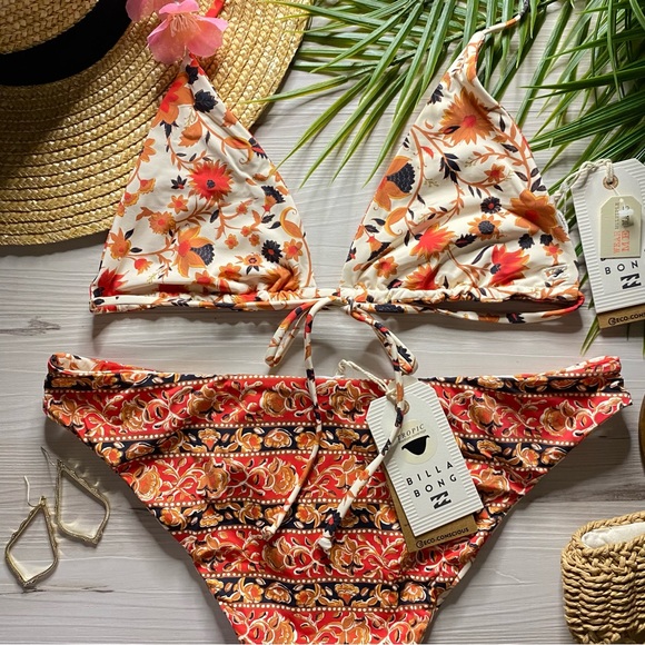Billabong 🍉 Boho Swept Away Reversible Multi Way Tri Bikini Top | Tropic Bottoms - Picture 14 of 16